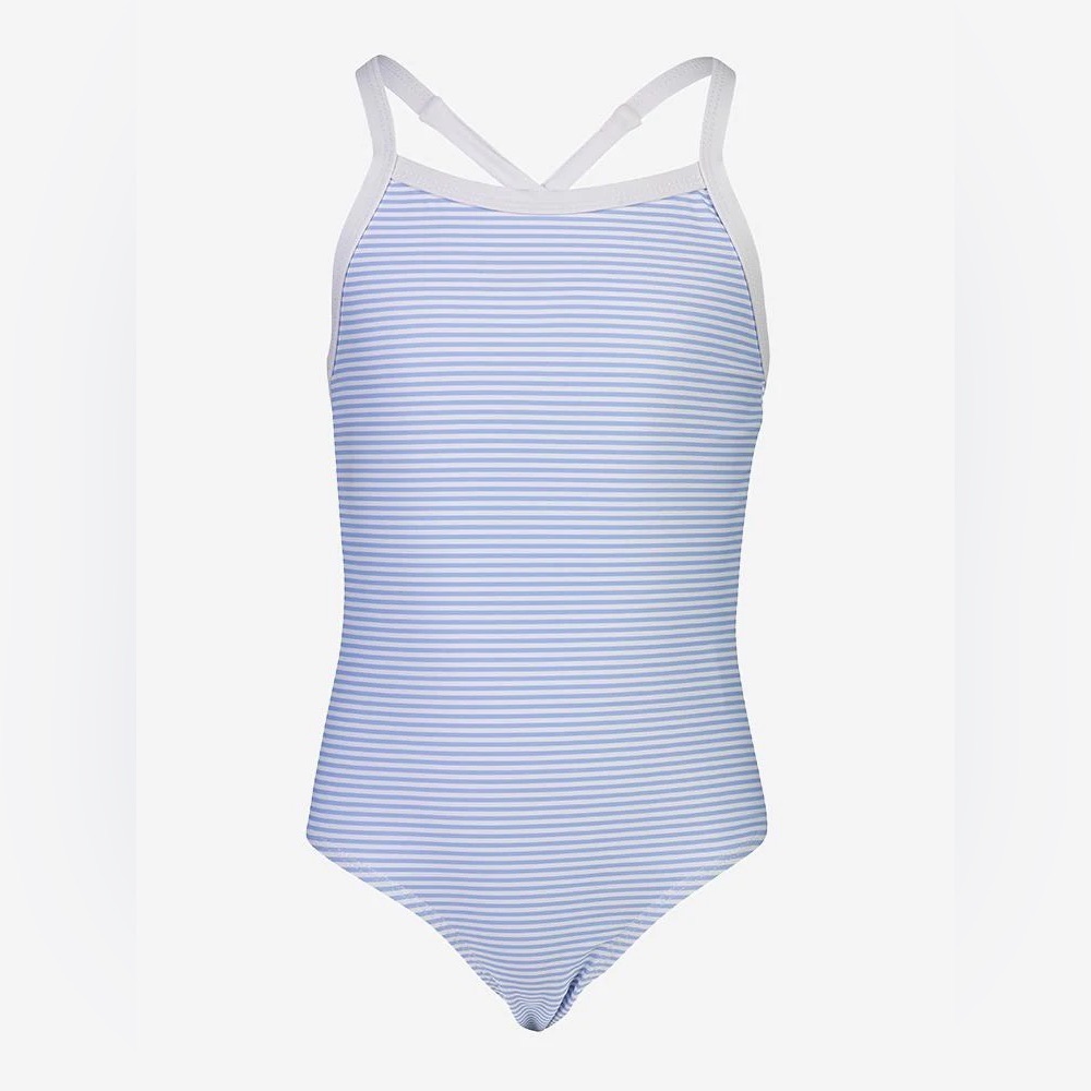 Snapper Rock Girls’ Blue & White Striped Tie One-Piece Swimsuit Size 10 NWOT